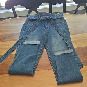 Black Label Blue High Rise Jeans with Distressed Knees